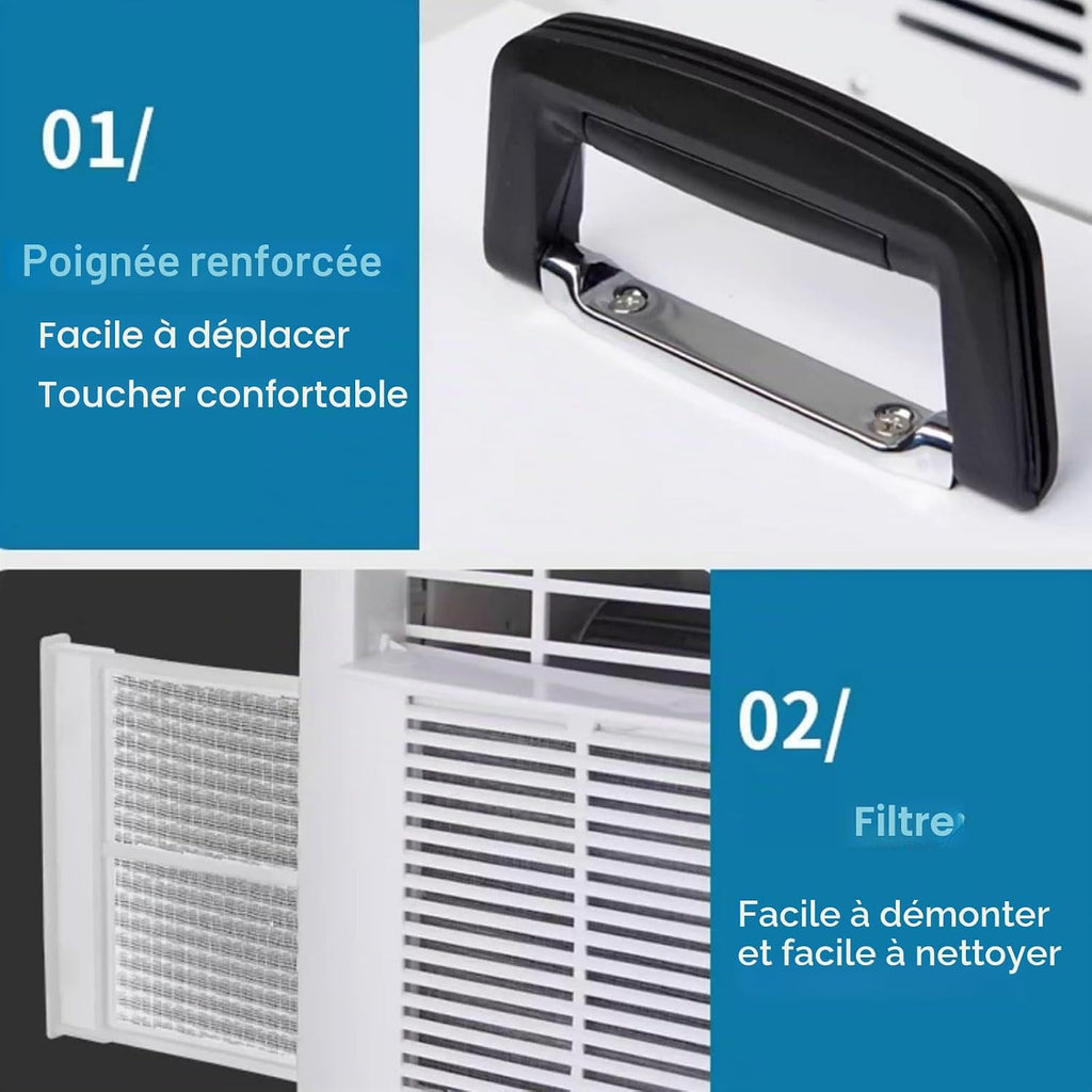 GENERIC Climatiseur Séparé 13000 BTU Avec Télécommande à écran Tactile, Minuterie 24 H, Poignée Supérieure Pour La Maison, Le Bureau, Le Camping, Pas De Montage Nécessaire