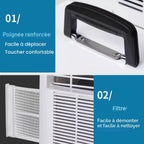 GENERIC Climatiseur Séparé 13000 BTU Avec Télécommande à écran Tactile, Minuterie 24 H, Poignée Supérieure Pour La Maison, Le Bureau, Le Camping, Pas De Montage Nécessaire