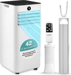 SereneLife Climatiseur Mobile 9000 BTU 2,34 KW Chauffage – Climatiseur Portable Avec Évacuation, Ventilateur Et Déshumidificateur, Compact Avec Télécommande Et Kit Fenêtre Gris