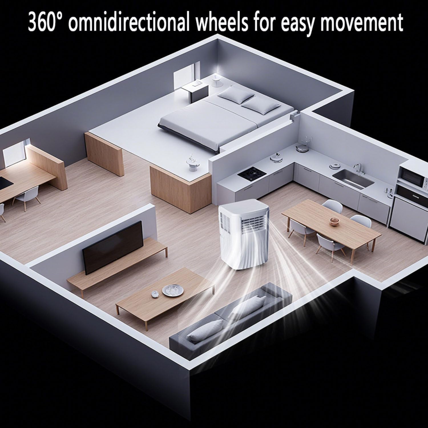  Climatiseur Mobile Climatisation Avec Déshumidificateur Clim Mobile Silencieuse Télécommande Minuterie 24H Refroidisseur D'air Ventilateur Refroidisseur D'air Avec 120° Oscillation
