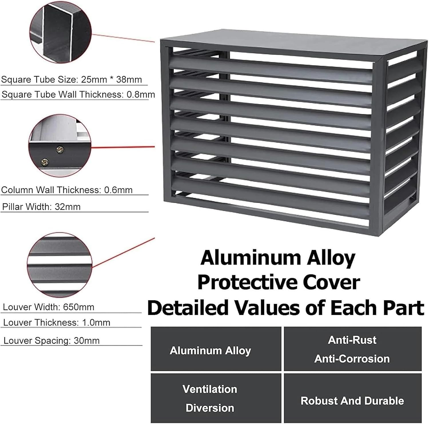  Écran De Clôture Pour Climatiseur, Housse En Aluminium Pour Climatiseur Et Pompe à Chaleur, Housse Pour Mini-climatiseur Split Pour Unités Extérieures, étagère De Rangem