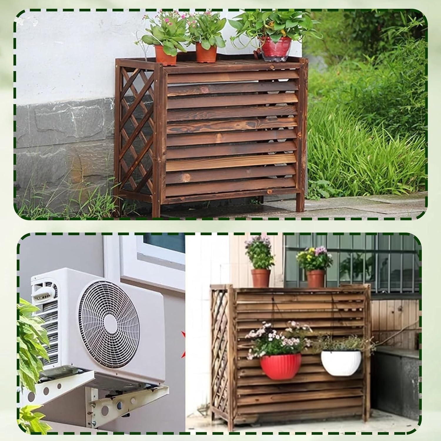 GENERIC Support De Séparation En Bois Pour Climatiseur Extérieur (96 X 40 X 89 Cm) – Housse élégante Résistante Aux Intempéries Pour Améliorer L'esthétique Et La Protection De La Maison.