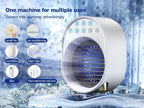  Mini Climatiseur Portable, Mobile Sans Évacuation, Ventilateur Silencieux Chambre, Clim Portable Rechargeable USB Petit Humidificateur Air 3600mAh 4 En 1