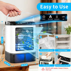  10 Pièces – Climatiseur Portable 2026 – Mini Rafraîchisseur D’Air & Humidificateur 4 Vitesses Avec Bac à Glaçons, Réservoir 900 Ml, 2 Modes Brume, LED – Ventilateur Mobile Pour Bureau, Camping