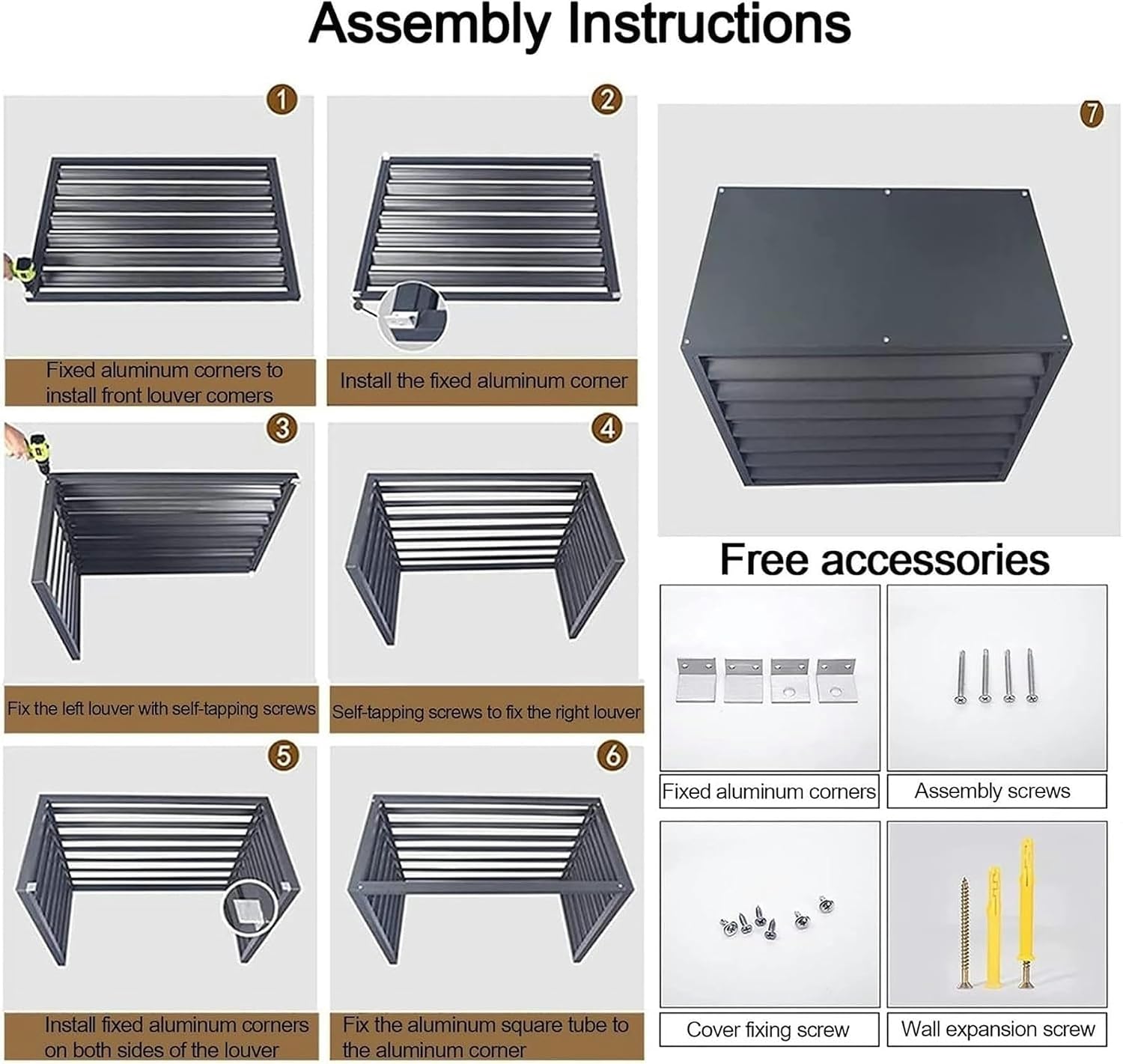  Écran De Clôture Pour Climatiseur, Housse En Aluminium Pour Climatiseur Et Pompe à Chaleur, Housse Pour Mini-climatiseur Split Pour Unités Extérieures, étagère De Rangem