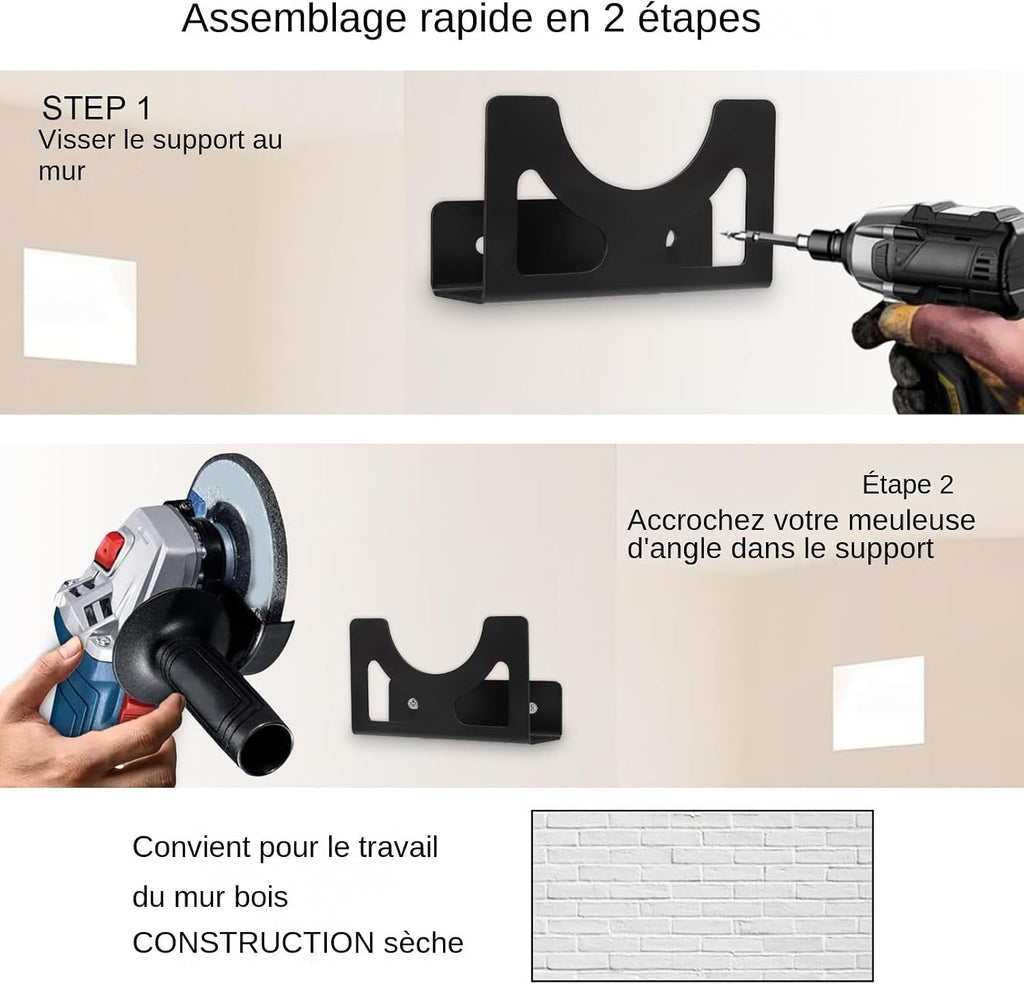  Support Pour Meuleuse D'angle - Support Mural Pour La Meuleuse D'Angle - Rangement Polyvalent En Métal Pour Atelier Panneau Perforé Garage
