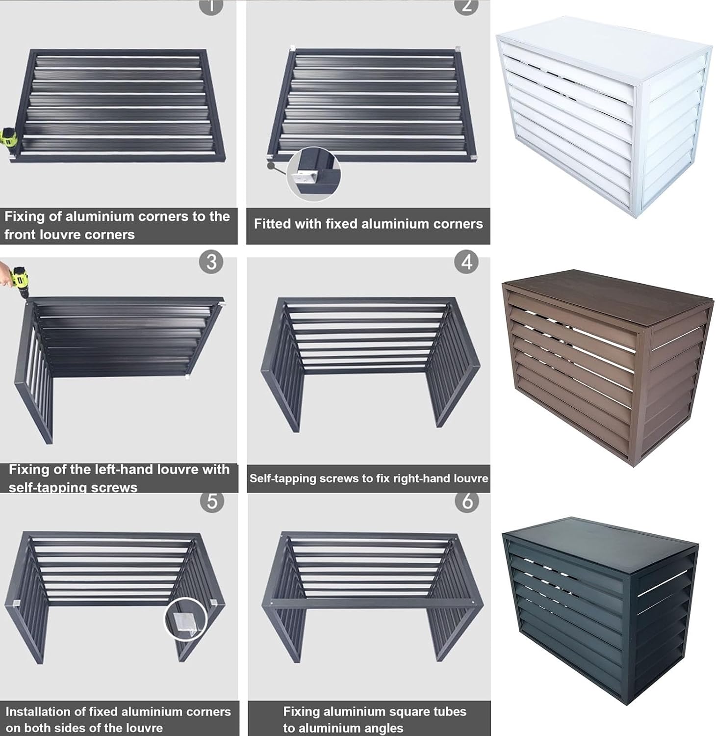 GENERIC Housse De Climatiseur D'extérieur En Aluminium Et Housse De Pompe à Chaleur Pour Mini Unités Séparées, Blanc Plat, Réduction Du Bruit, étagère Pour Plantes, Protection Contre Les Intempéries Pour