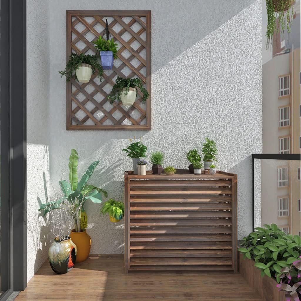 GENERIC Housse Imperméable En Bois Massif Pour Climatiseur – Clôture Extérieure AC Unit Protector Support De Fleurs En Bois Et Grille De Persienne (taille : M 100 X 43 X 94 Cm)