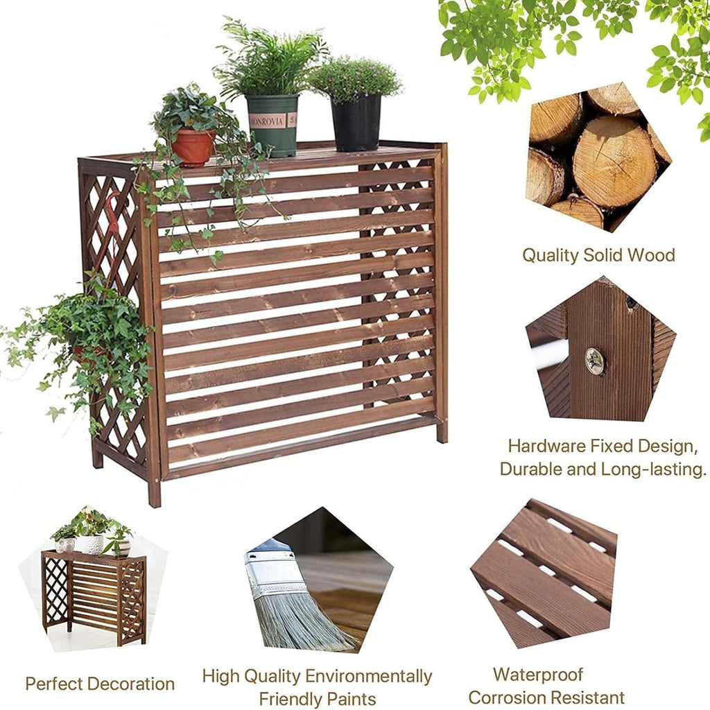  Clôture D'intimité Extérieure, Housse De Climatiseur, Stores, Housse D'unité Extérieure De Climatiseur, Support De Plante Marron, Coque De Poubelle Cachée