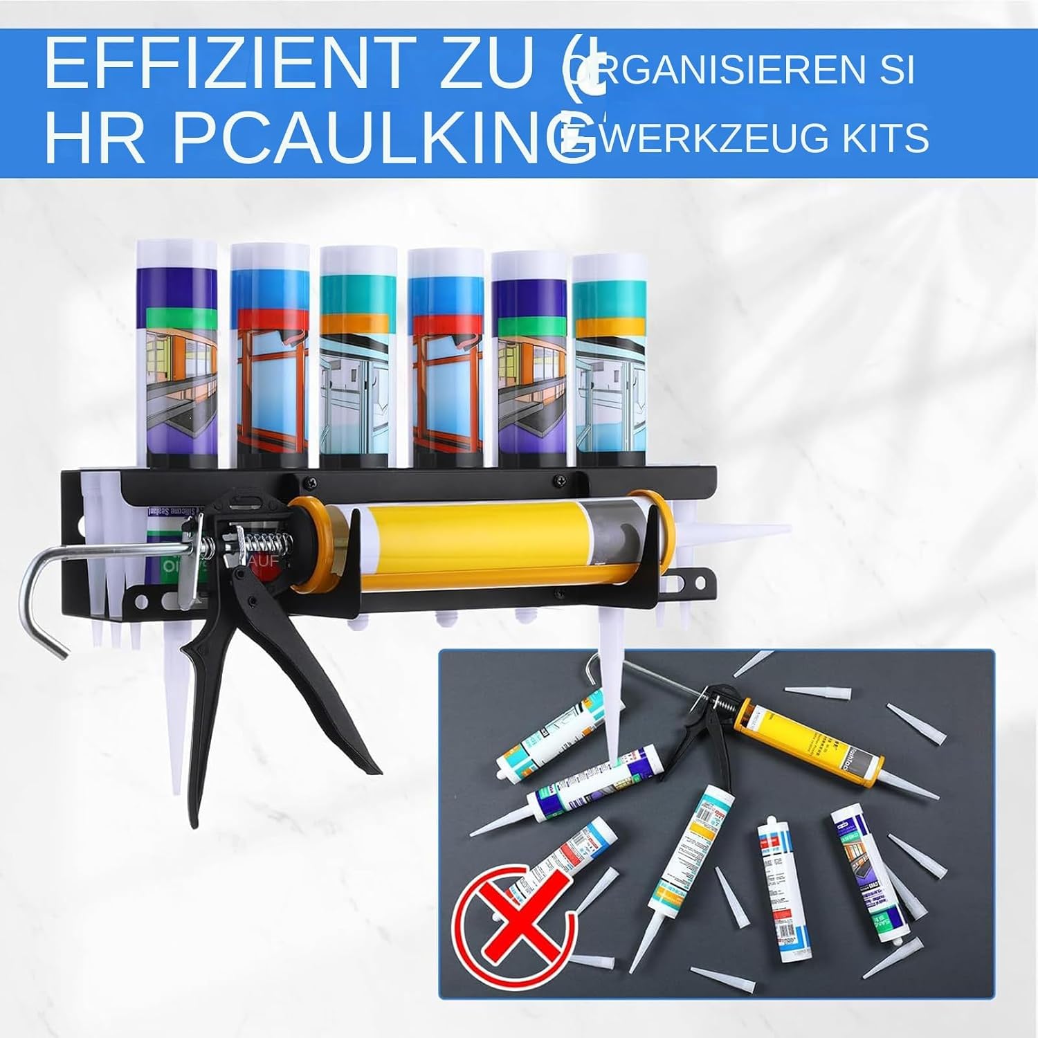  Support De Tube De Calfeutrage Mural Robuste, 42 Cm, Rangement De Calfeutrage Manuel Pour Ouvriers Du Bâtiment, Rénovateurs, Bricoleurs, Personnel D'entretien, Améliorateurs De La Maison