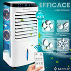  KESSER® Climatiseur Mobile 4 En 1 Avec Télécommande Et Minuterie, Réservoir D'eau De 10 L, Ioniseur Et Humidificateur, Ventilateur Sans Tuyau D'évacuation, 3 Niveaux Avec Blocs Réfrigérants