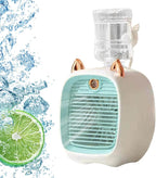  Climatiseur Portable, Mini Ventilateur De Climatiseur Mignon Avec Réservoir D'eau De 270 Ml, Ventilateur De Refroidissement à L'air De 2 Ans Et Humidificateur, Ventilateur De Refroidissement Personne