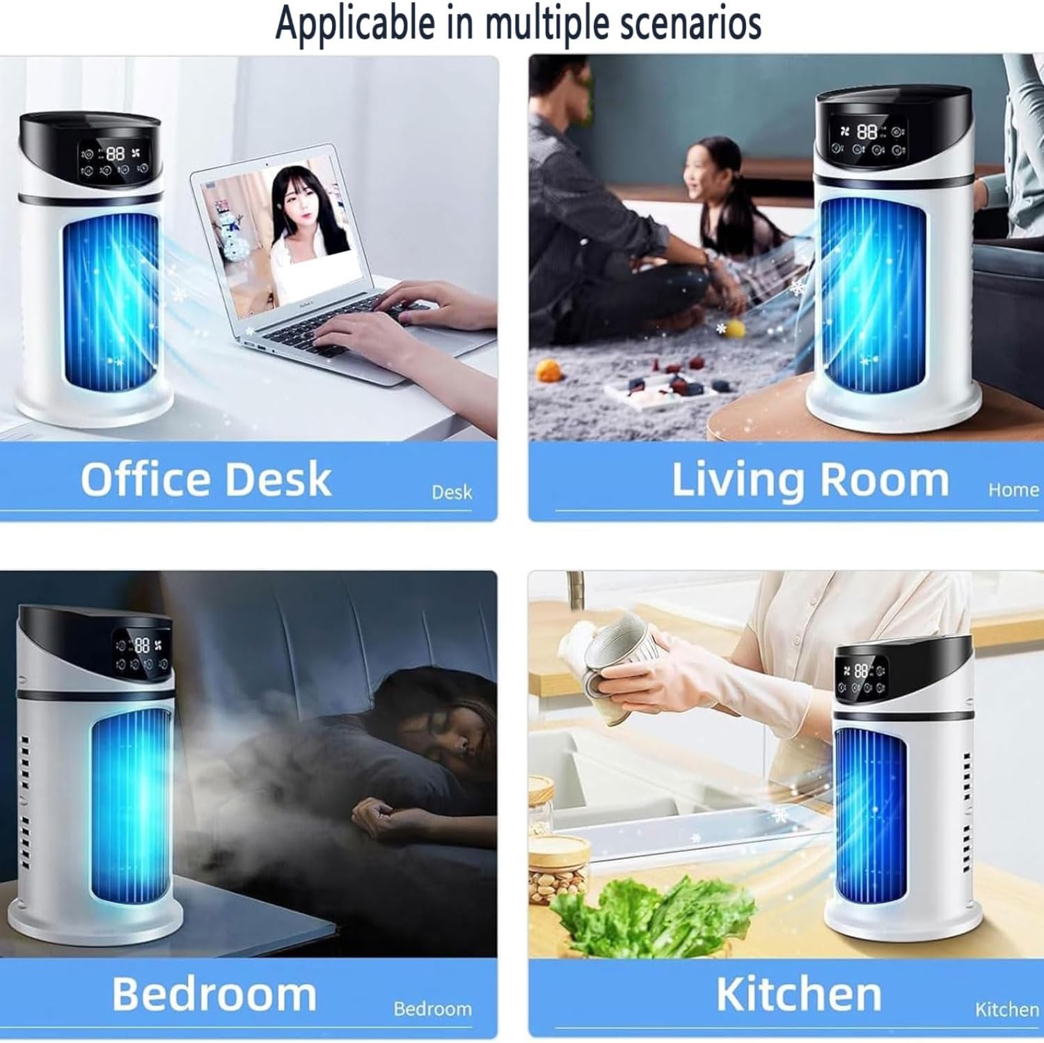  Climatiseur Portable, Mini Rafraîchisseur D'air Par évaporation, Humidificateur, Unité De Climatisation Silencieuse Avec Ventilateur, Affichage Numérique Et Minuterie De