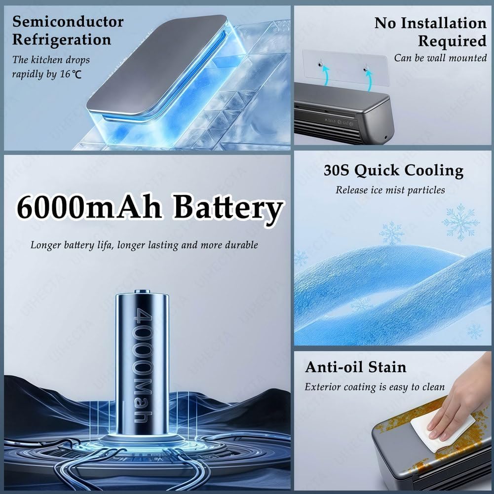 GENERIC Ventilateur Climatiseur Portable Avec Charge Sans Fil, Refroidissement Instantané, Aucune Installation Requise Pour Usage Domestique Et Extérieur