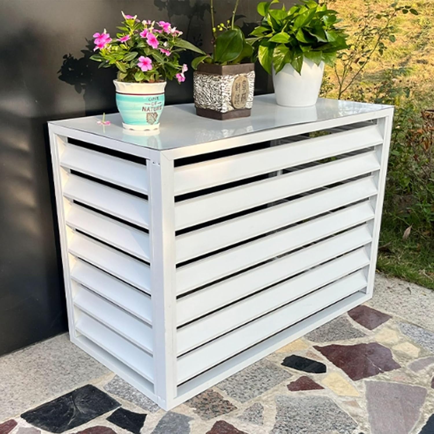 GENERIC Mini Housse De Protection En Aluminium Pour Climatiseur Extérieur - Clôture De Protection Pour Climatiseurs - Matériau Résistant Aux Intempéries - Utilisation En Intérieur/extérieur - Finition Plate