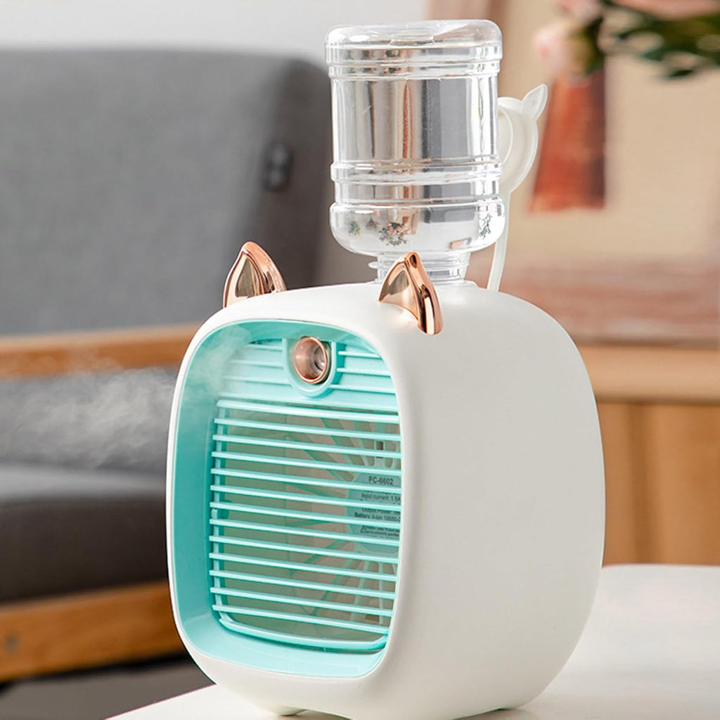  Climatiseur Portable, Mini Ventilateur De Climatiseur Mignon Avec Réservoir D'eau De 270 Ml, Ventilateur De Refroidissement à L'air De 2 Ans Et Humidificateur, Ventilateur De Refroidissement Personne