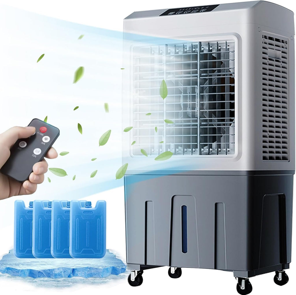 GENERIC Ventilateur De Refroidissement Par évaporation, Climatiseur Mobile 200 W à 3 Vitesses, Réservoir D'eau De 55 L Et 4 Compartiments à Glace, Idéal Pour La Maison, Le Bureau