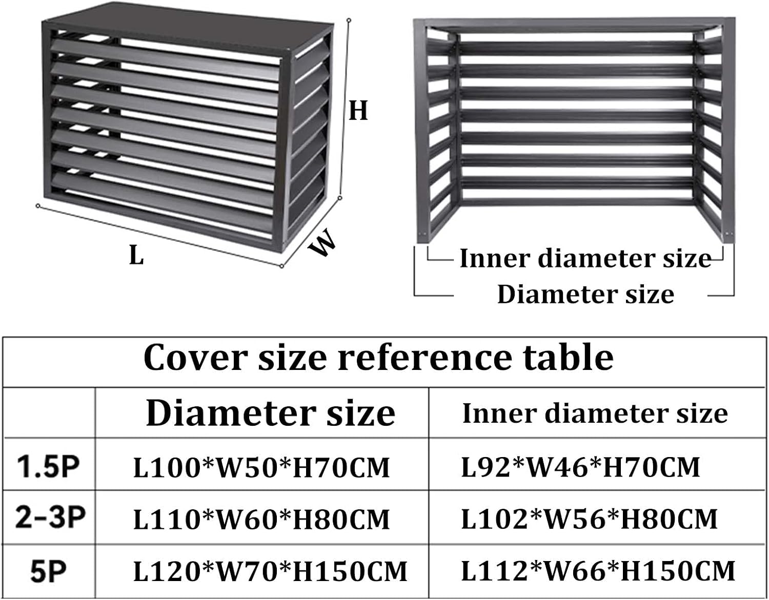GENERIC Housse De Protection Extérieure En Aluminium Pour Climatiseur – Protection Contre Les Intempéries Pour Unités Centrales De Climatisation – Bouclier Décoratif Pour Unités Extérieures Et Design élégant
