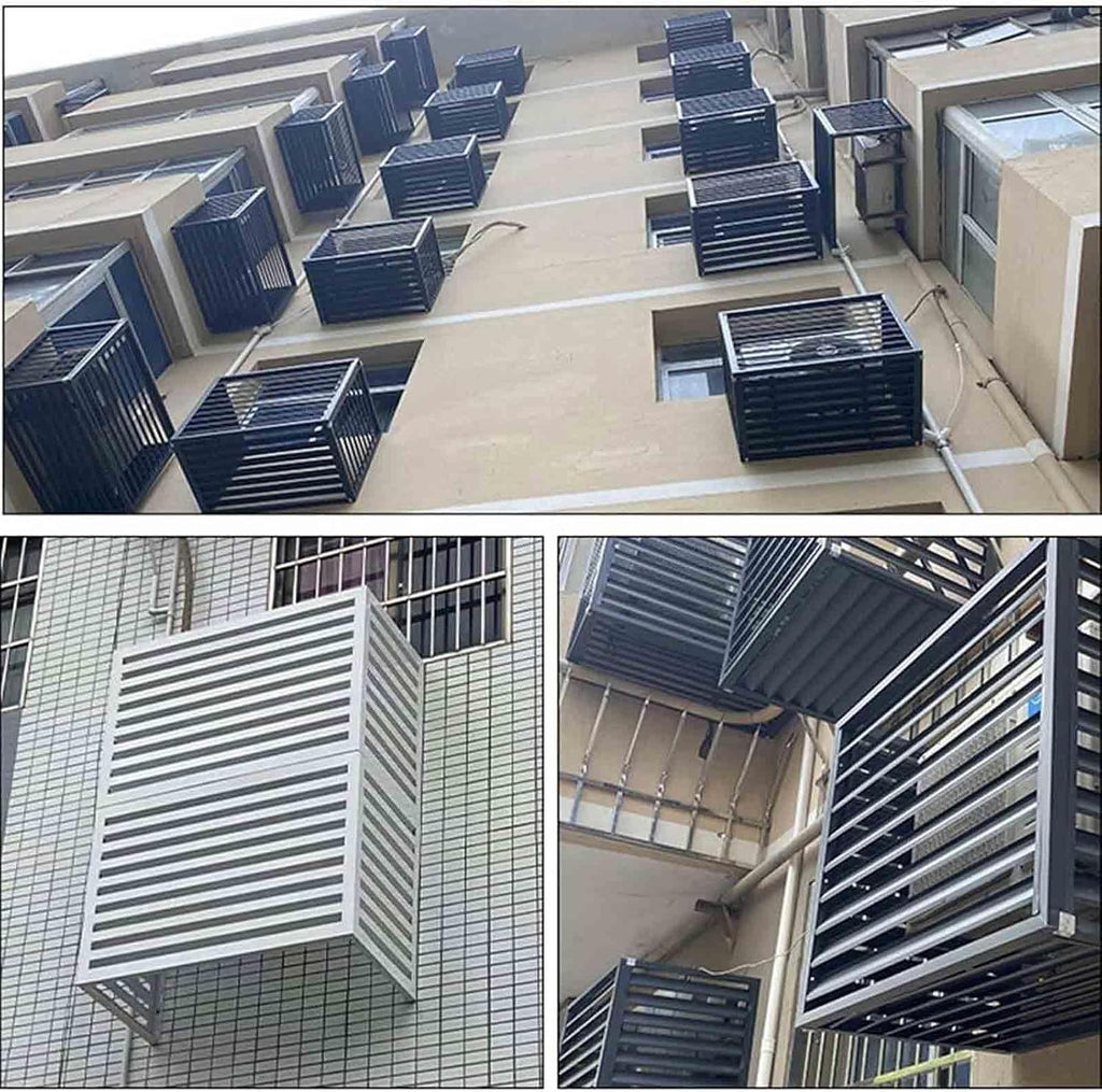 GENERIC Housse De Climatiseur D'extérieur Résistante Aux Intempéries – Protection En Aluminium Pour Pompe à Chaleur Décorative Et Réduction Du Bruit Pour Une Utilisation Durable