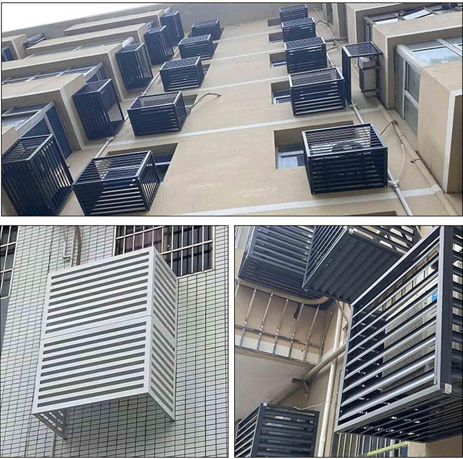 GENERIC Housse De Climatiseur D'extérieur Résistante Aux Intempéries – Protection En Aluminium Pour Pompe à Chaleur Décorative Et Réduction Du Bruit Pour Une Utilisation Durable