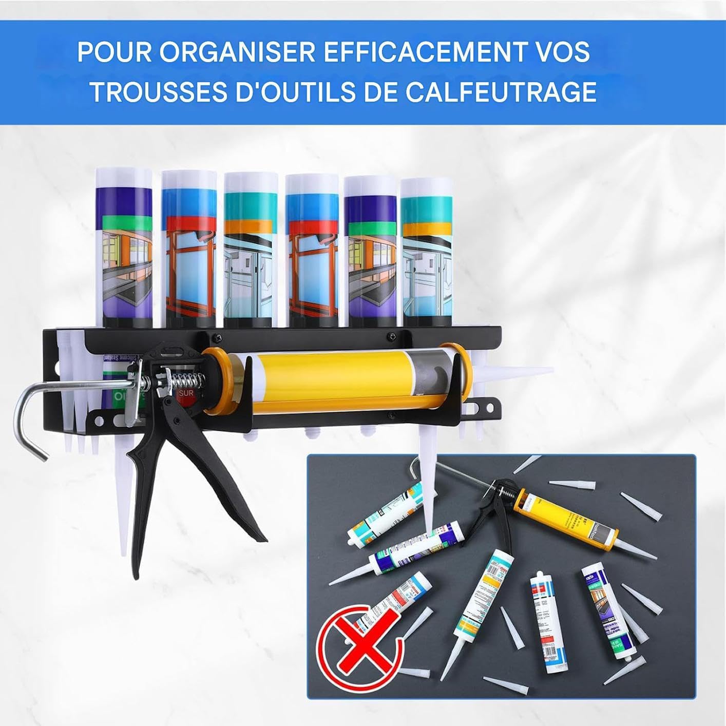  Rangement Pour Embouts De Colle - Support Organisateur Murale Pour Applicateurs De Colle | Rangement Pour Outils De Professionnels En Rénovation Et Maintenance