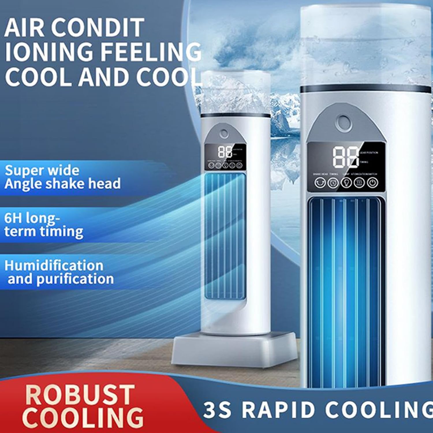  Ventilateur De Climatisation – Ventilateurs De Refroidissement Qui Soufflent De L'air Froid, Climatiseur Portable Avec Télécommande, Humidificateur Par évaporation Silencieux Pour Chambre à Coucher