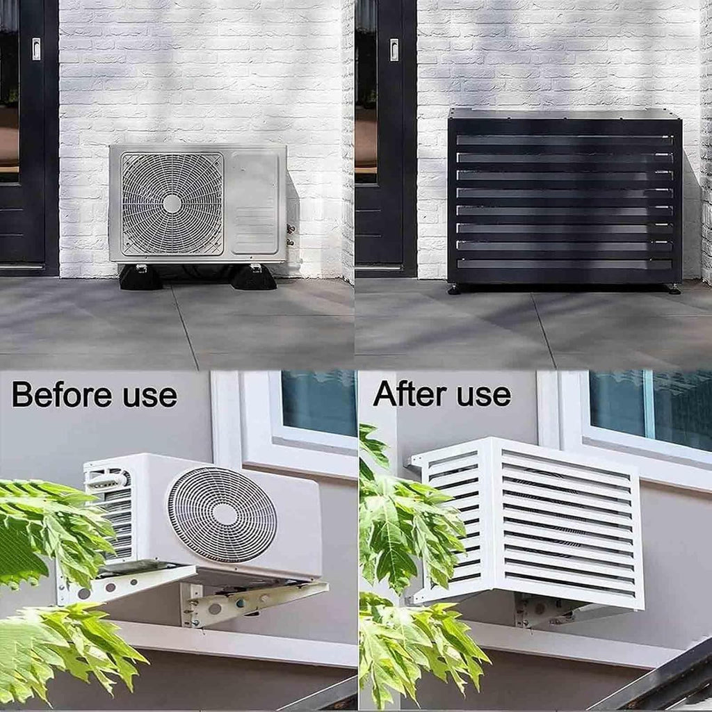 GENERIC Housse De Climatiseur D'extérieur Résistante Aux Intempéries – Protection En Aluminium Pour Pompe à Chaleur Décorative Et Réduction Du Bruit Pour Une Utilisation Durable