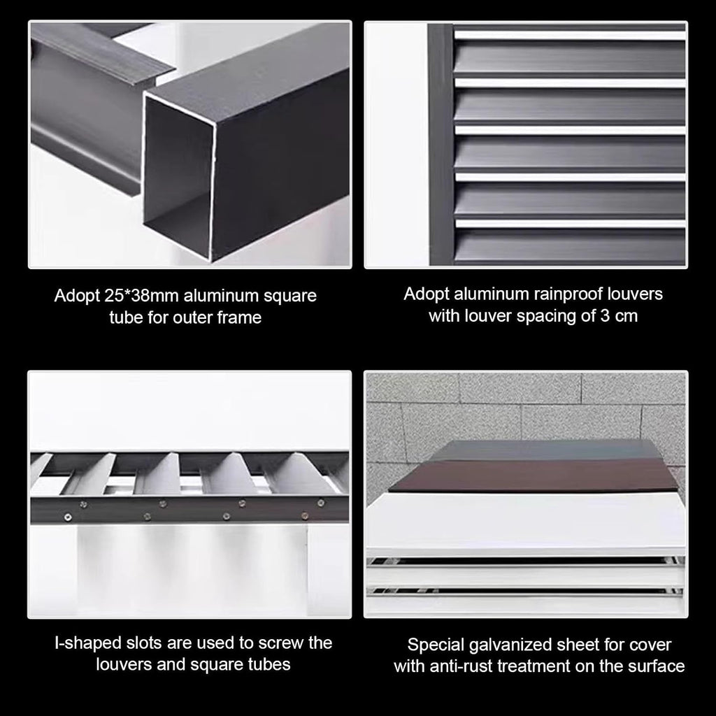 GENERIC Housse En Aluminium Pour Climatiseur Avec Bouclier De Pompe à Chaleur - Protection Extérieure - Résistante Aux Intempéries - Gris - 110 X 60 X 80 Cm - Design Durable Et élégant