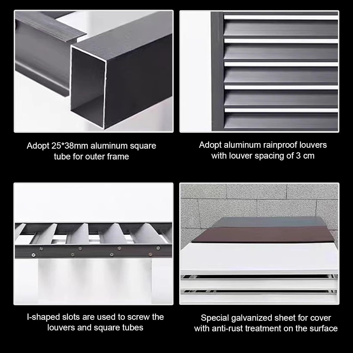 GENERIC Housse En Aluminium Pour Climatiseur Avec Bouclier De Pompe à Chaleur - Protection Extérieure - Résistante Aux Intempéries - Gris - 110 X 60 X 80 Cm - Design Durable Et élégant