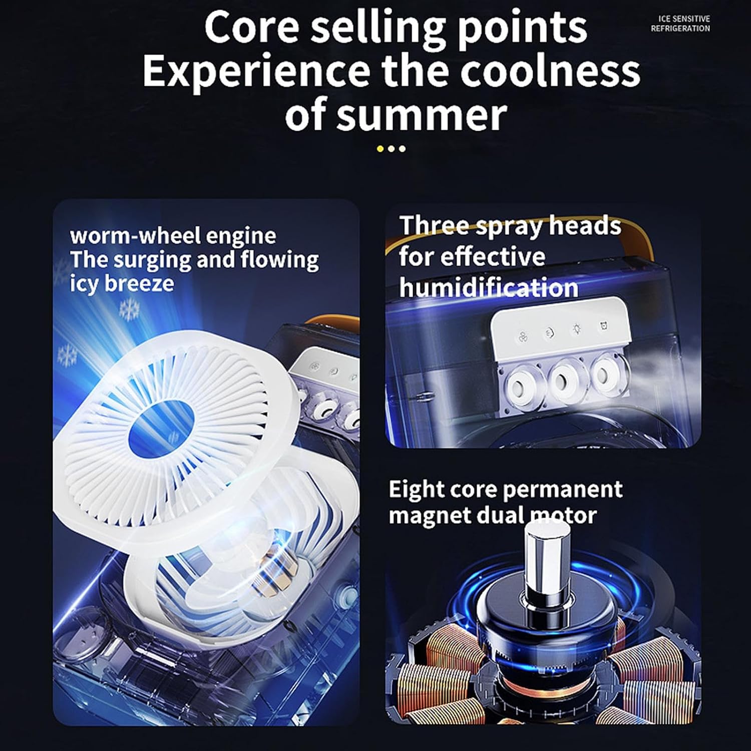  Climatisation - Dispositif De Climatisation, Glacière Humidificateur | Salle D'humidificateur De Vie, Refroidisseur D'air Portable 3 étapes, Climatisation Pour Les Chambres Avec Une Opér