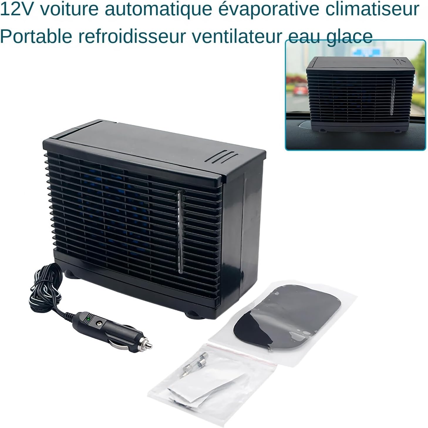  Ventilateur Climatiseur Portable Pour Voiture | Ventilateur Climatiseur Pour Véhicule - Rafraîchisseur D'Air Évaporatif 12V Pour Camion Camping-Car Voyage Sous-Sol Chambre Garage