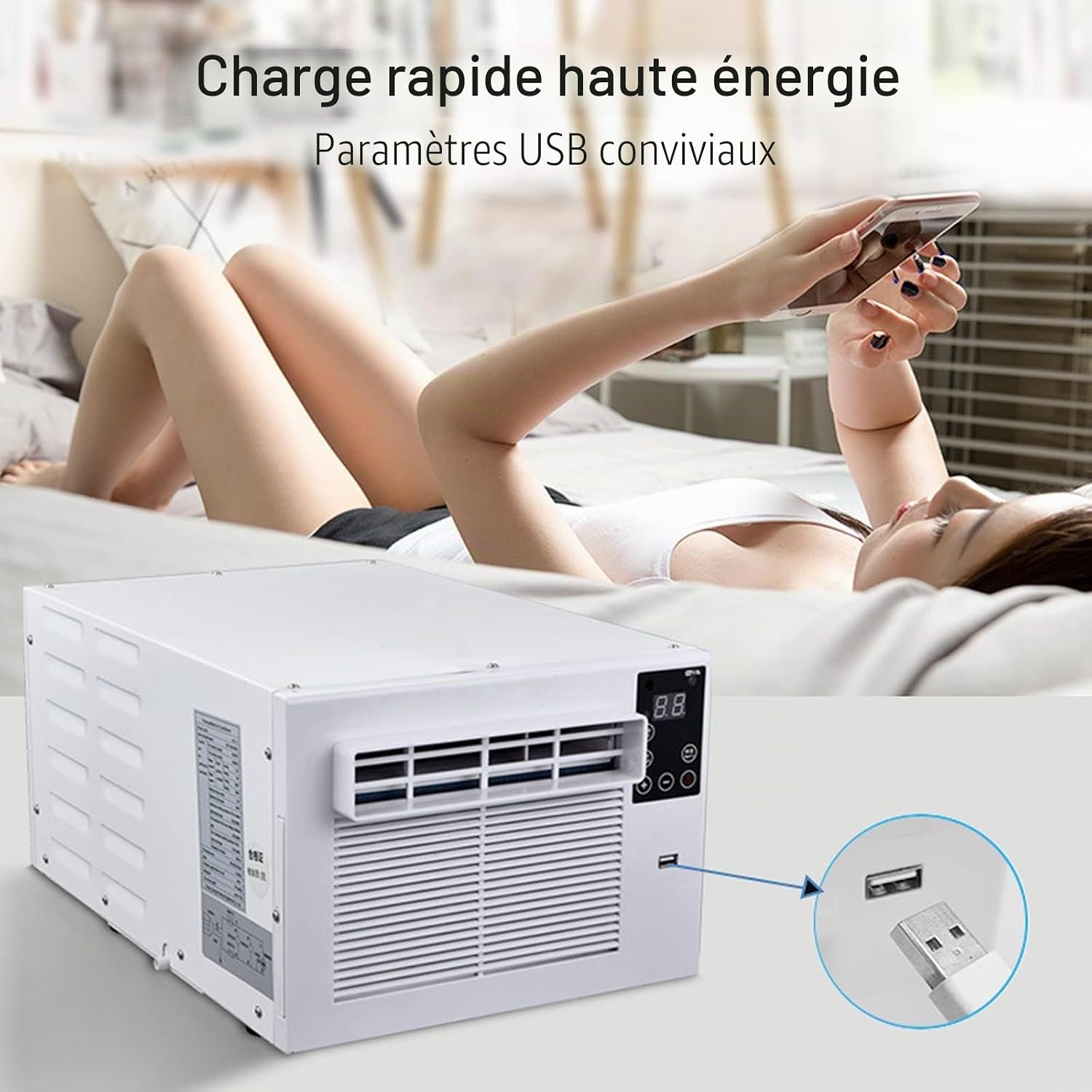 GENERIC Climatiseur Portable, Mini Split AC, 280W Avec Minuterie Intelligente, Aucun Dispositif Externe, Vue Fenêtre Complète Pour Chambre Et Logements En Location