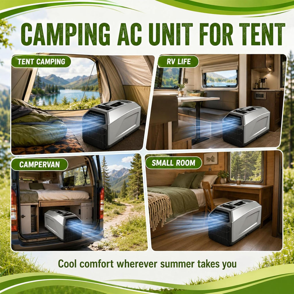  Climatiseur 3 En 1,Climatiseur Mobile Portable,Unité De Climatisation De Camping 2026,Silencieux (36-49 DB),Minuterie 24 H,Télécommande,3 Vitesses, Double Tuyau Pour La Maison 1500W