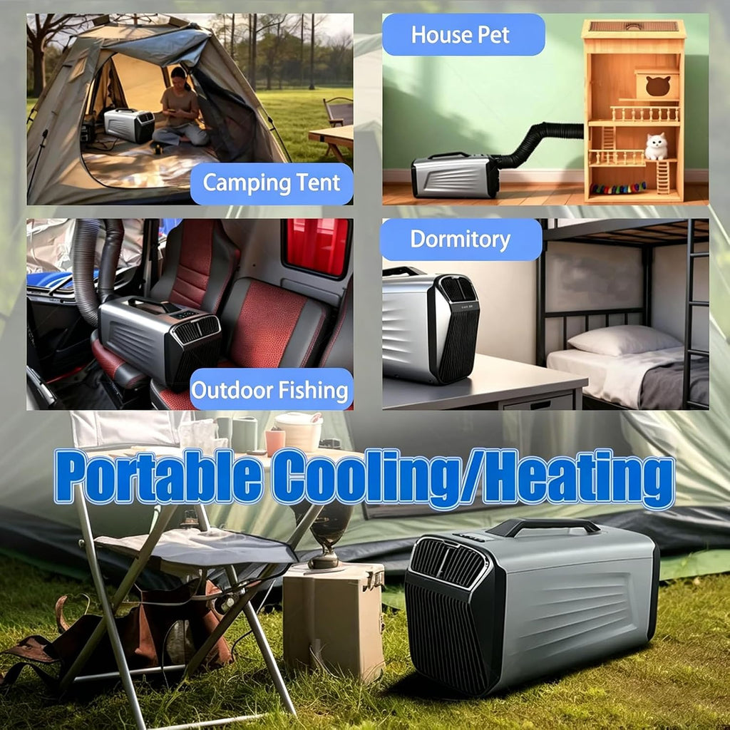 GENERIC Climatiseur Et Chauffage Portable 2 En 1 De 5200 Btu, Unité De Climatisation Silencieuse De 400 W Pour Le Camping Avec Compresseur, Faible Consommation D'énergie, Unité De Climatisation Cold