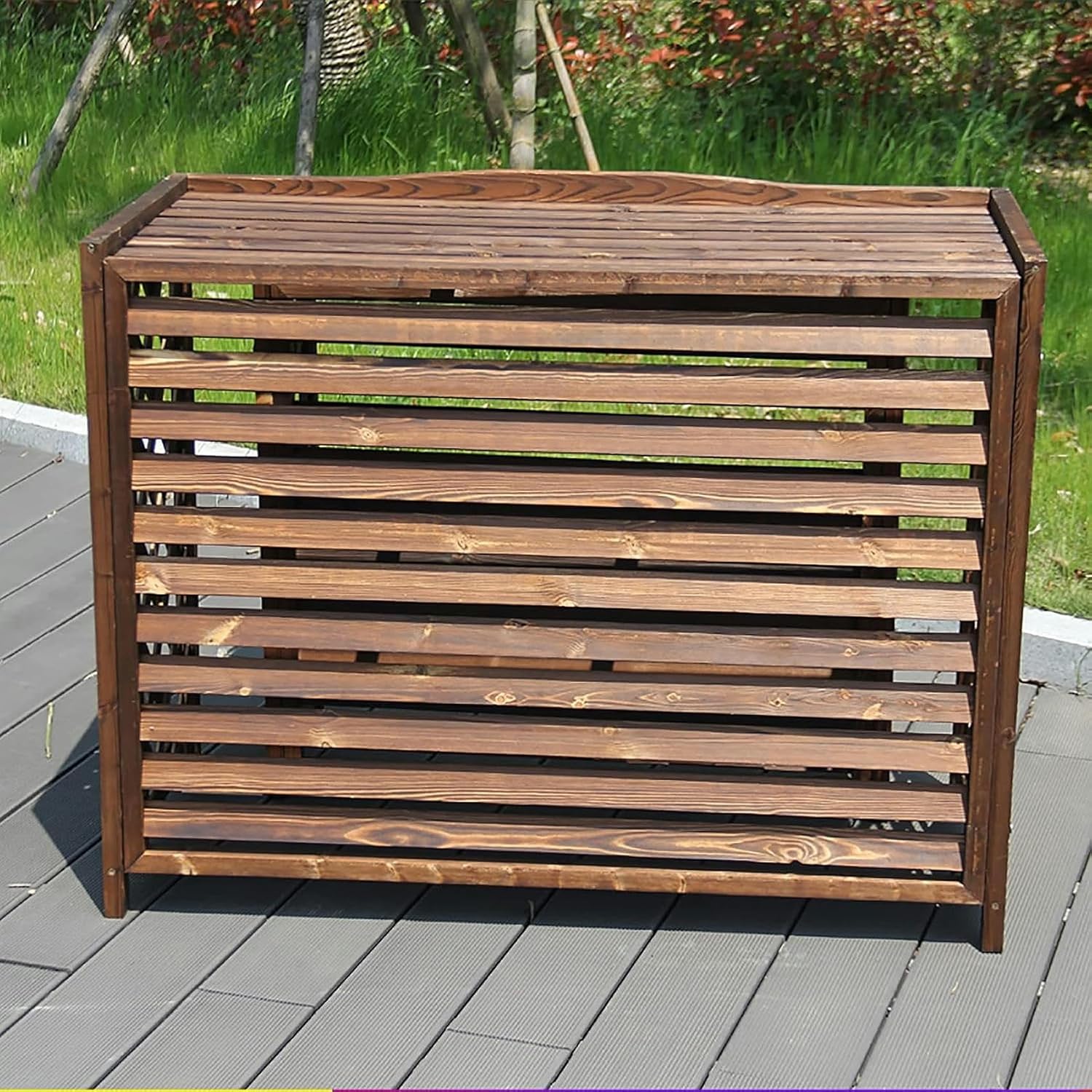 GENERIC Housse De Protection Pour Climatiseur Extérieur – Support De Climatisation En Bois Massif Pour Unités Extérieures, Cachette élégante Et Protection De Radiateur