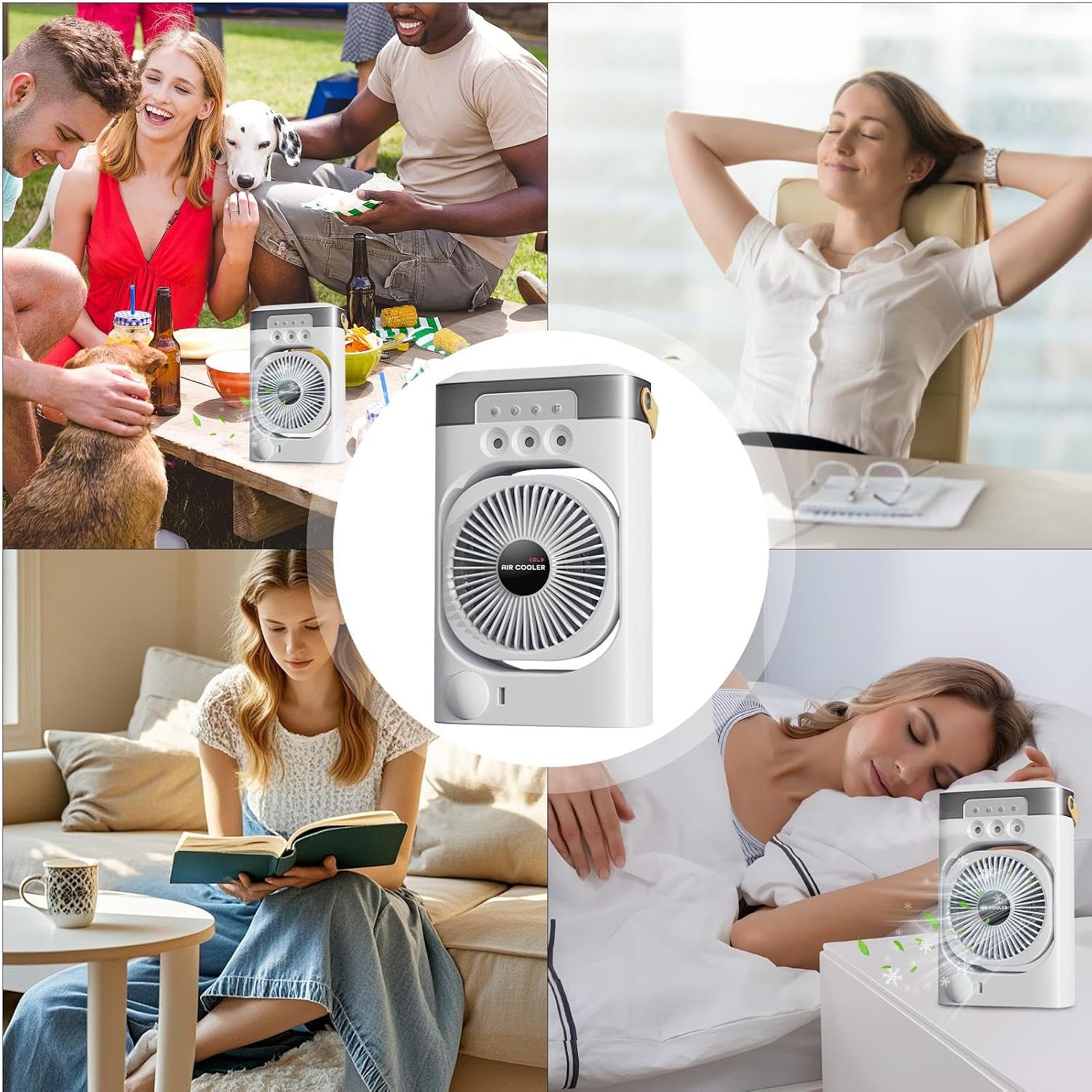  Ventilateur De Climatisation, AC Personnel | Les Ventilateurs AC Qui Soufflent De L'froid Pour La Chambre Avec Un Flux D'puissant | Lumière De Nuit à 7 Couleurs, Humidificateur De Bureau Inclinable à