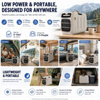  Climatiseur De Tente Portable, Climatisation Pour Camping Cooling&Heating | Compresseur 5000 BTU, Double Tuyau, Refroidissement 3s, Pour 5-10m², Basse Consommation 420W, Silencieux 45dB