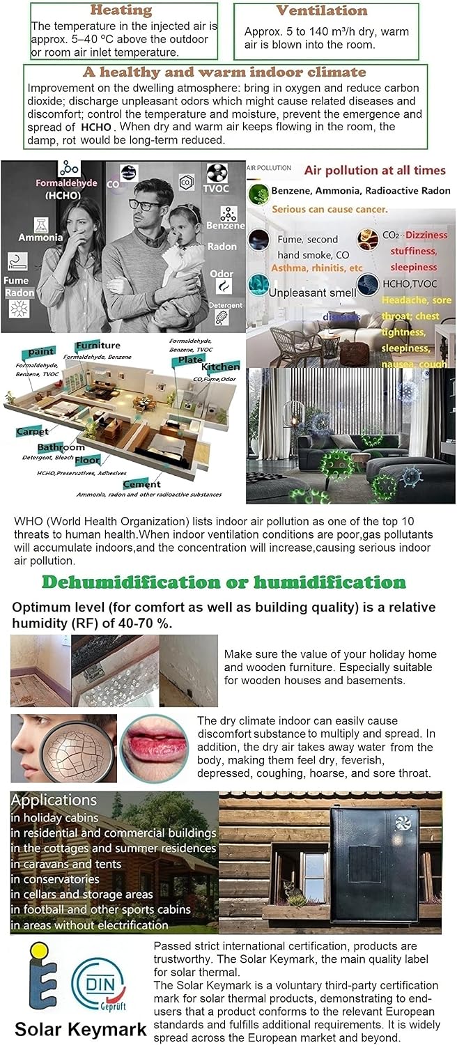  Aérotherme Solaire Chauffage Climatiseur Climatisation D'extraction Ventilateur Thermique Panneau Déshumidificateur Pompe à Chaleur Ventilation (OS32LCD)
