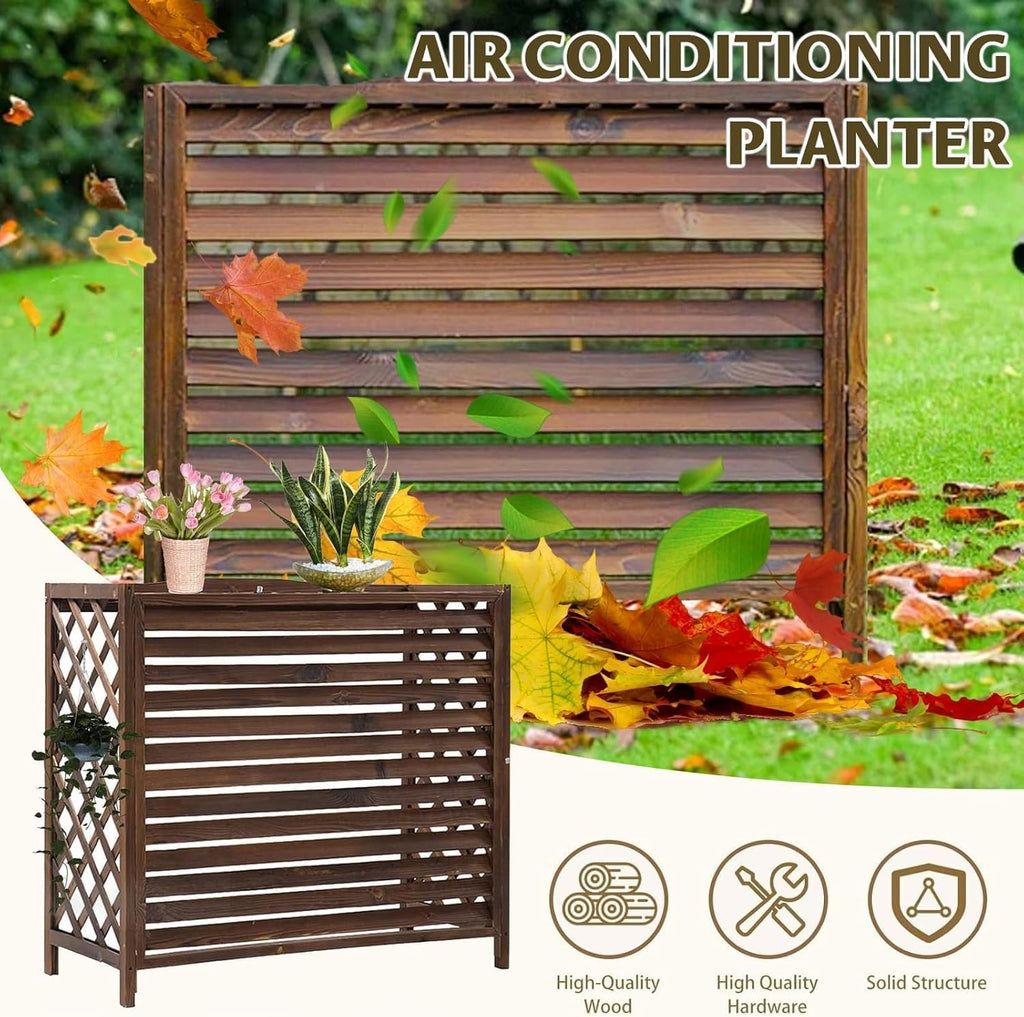  Support De Climatiseur Extérieur – Support Mural En Bois 81 X 30 X 72 Cm Et Résistant Aux Intempéries, Idéal Pour La Maison Et Le Jardin, Maximise La Circulation De L'air Et La Stabilité