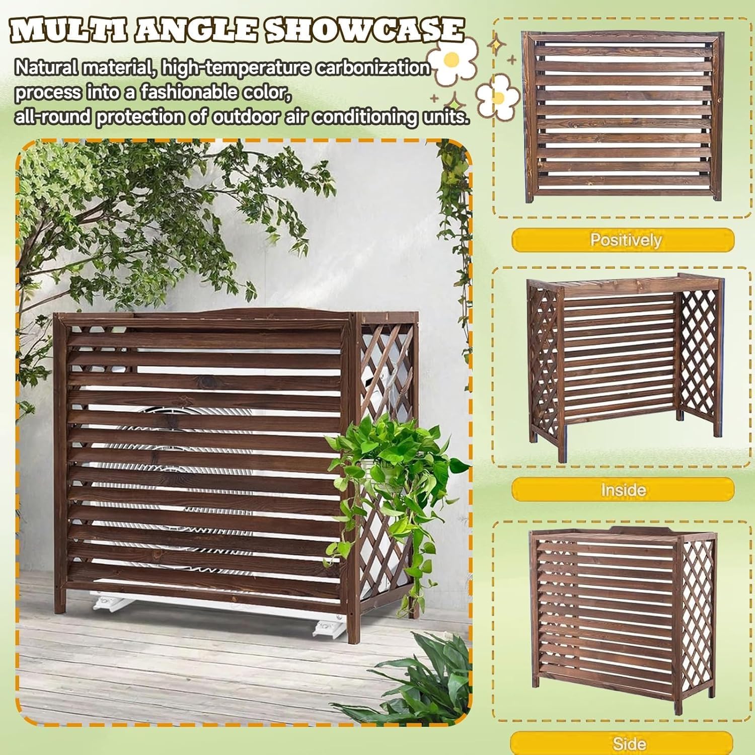  Support De Climatiseur Extérieur – Support Mural En Bois 81 X 30 X 72 Cm Et Résistant Aux Intempéries, Idéal Pour La Maison Et Le Jardin, Maximise La Circulation De L'air Et La Stabilité