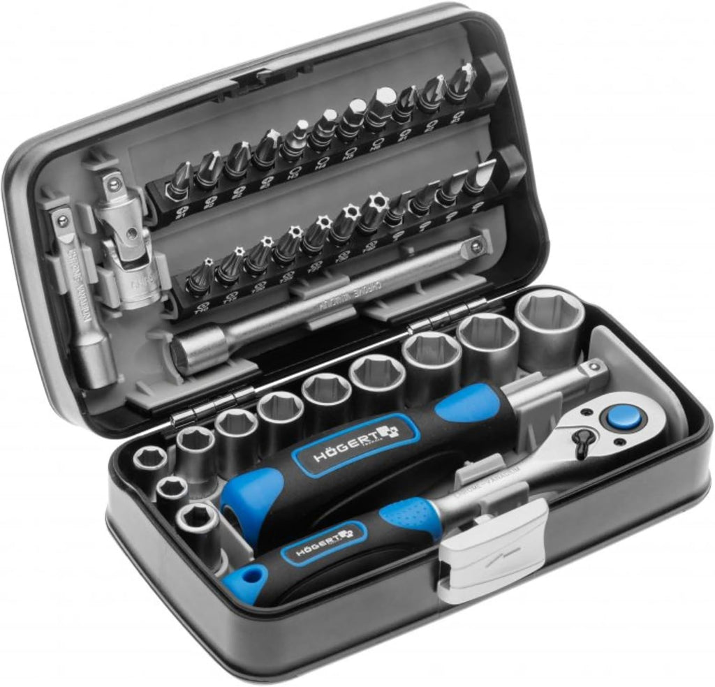  Högert Technik - Trousse à Outils, Coffret D'Outils 3/8" - HT1R465, 36 Pièces