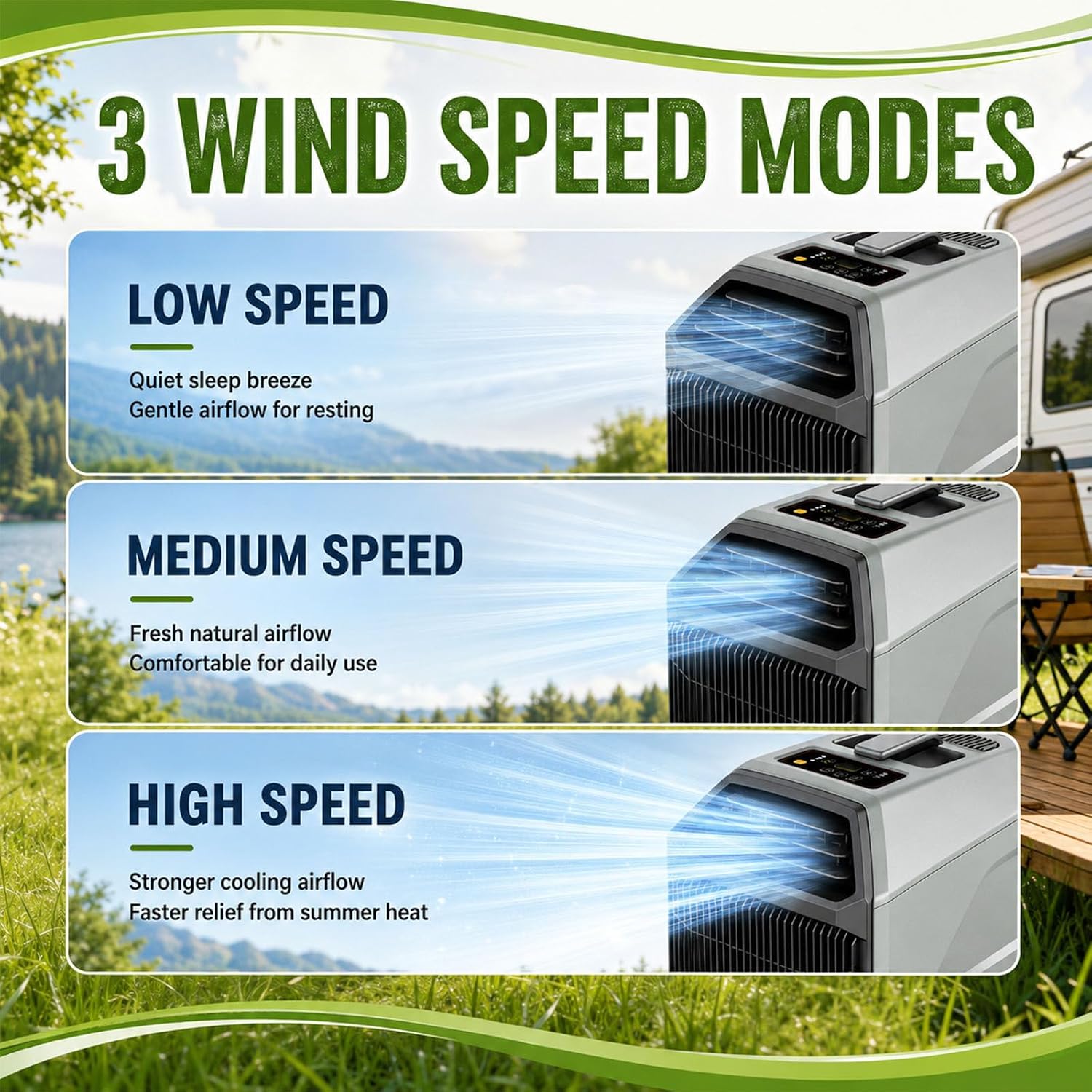  Climatiseur 3 En 1,Climatiseur Mobile Portable,Unité De Climatisation De Camping 2026,Silencieux (36-49 DB),Minuterie 24 H,Télécommande,3 Vitesses, Double Tuyau Pour La Maison 1500W