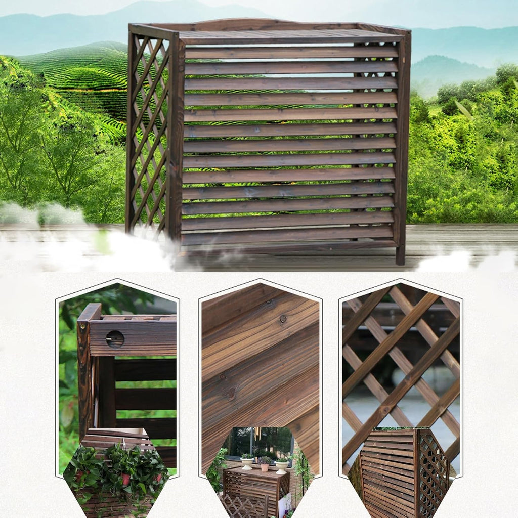 GENERIC Panneaux De Clôture En Bois Pour L'extérieur - Cache-climatiseur Rustique Et Support Pour Plantes - Paravent Polyvalent Pour La Décoration Intérieure/extérieure (110x50x145cm)