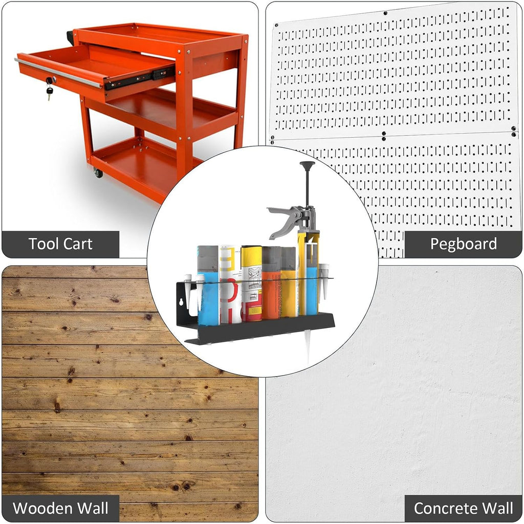  Organisateur De Tubes De Colle Mastic,Rack De Rangement Pour Cartouches - Organisateur Mural Pour Bombes Aérosols Et Seringues De Soudage Pour Garage Et Détail Auto