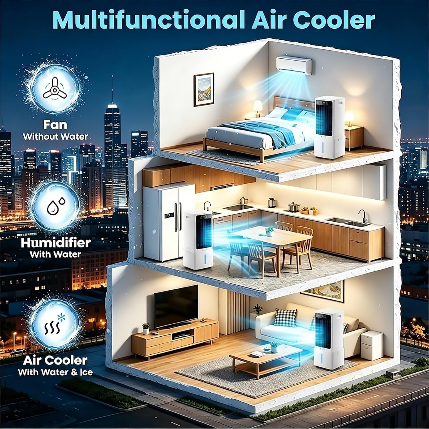  Petit Climatiseur Portable Silencieux 12L, Climatiseur Sans Évacuation Rafraîchisseur D'air, 3 Vitesses, Minuterie 12 H, Blocs Réfrigérants, Pour Voiture, La Chambre, Le Camping-car Et Le Bureau
