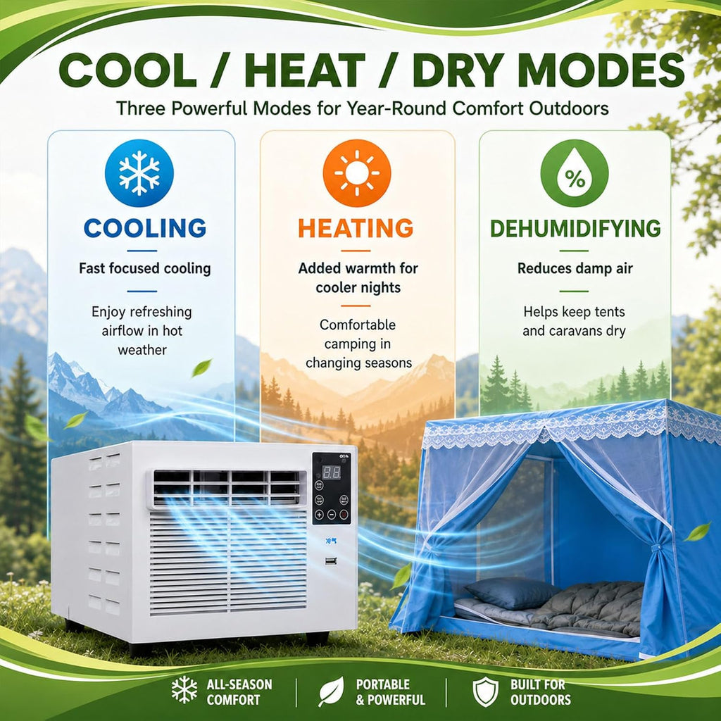  Climatiseur Mobile,Climatiseur Portable 280 W Pour Extérieur, Climatiseur/Refroidisseur D'air Mobile Pour Tente, 1876 Btu, Mode Déshumidificateur, Minuterie, Télécommande AC+1.5M