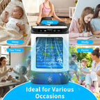  10 Pièces – Climatiseur Portable 2026 – Mini Rafraîchisseur D’Air & Humidificateur 4 Vitesses Avec Bac à Glaçons, Réservoir 900 Ml, 2 Modes Brume, LED – Ventilateur Mobile Pour Bureau, Camping