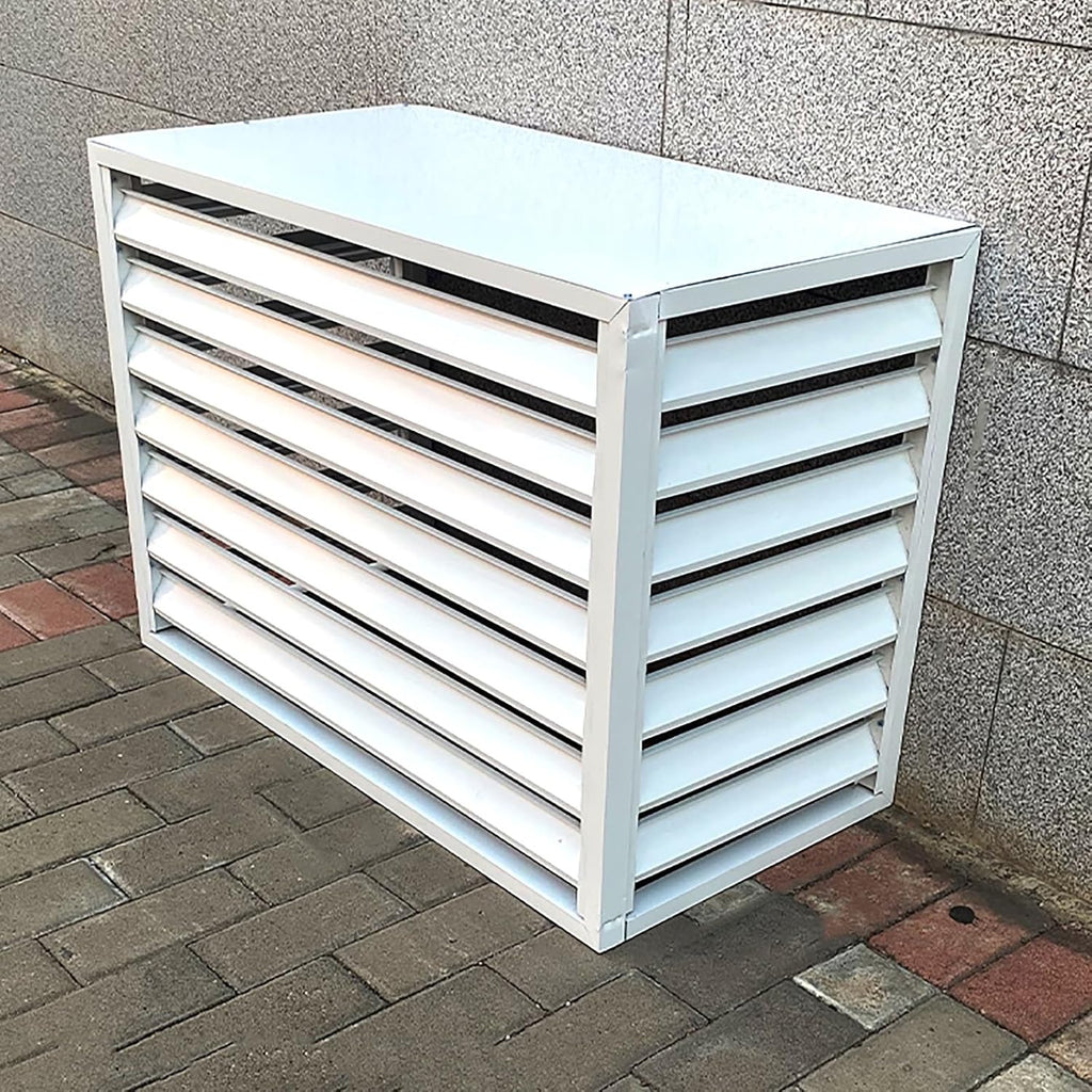 GENERIC Housse De Protection En Aluminium Pour Climatiseur Extérieur - Pour Pompes à Chaleur 1,5P/2 ~ 3P/5P - Résistante Aux Intempéries - Protection Contre Les Feuilles Mortes - Blanc (100 X 50 X 70 Cm)