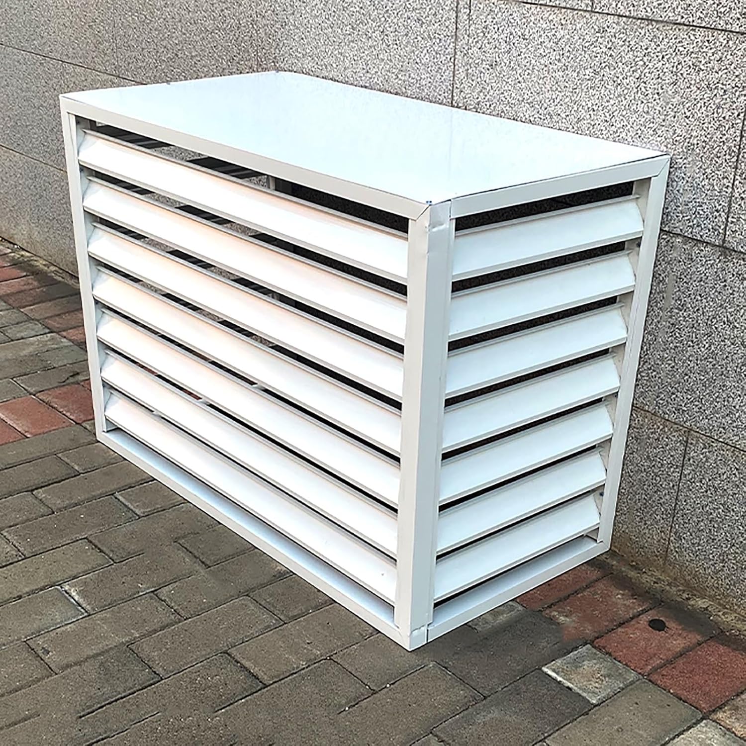 GENERIC Housse De Protection En Aluminium Pour Climatiseur Extérieur - Pour Pompes à Chaleur 1,5P/2 ~ 3P/5P - Résistante Aux Intempéries - Protection Contre Les Feuilles Mortes - Blanc (100 X 50 X 70 Cm)