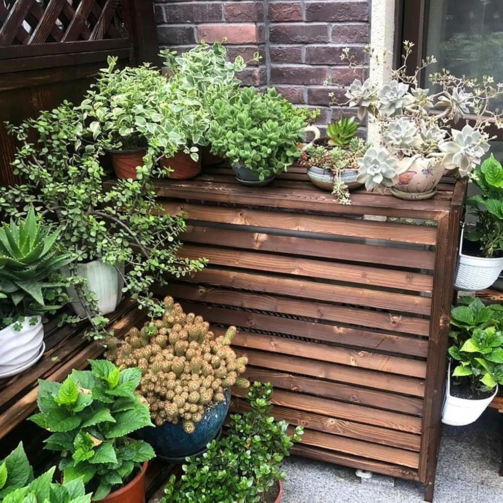GENERIC Housse De Protection Pour Climatiseur Extérieur – Support De Climatisation En Bois Massif Pour Unités Extérieures, Cachette élégante Et Protection De Radiateur
